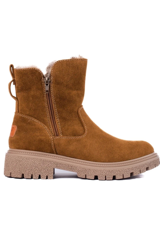 Botas femininas de camurça marrom com...