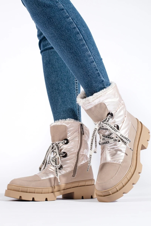 botas de neve femininas bege com pele botas de neve femininas bege com pele