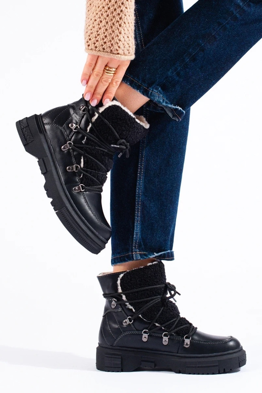 botas de neve femininas pretas com...