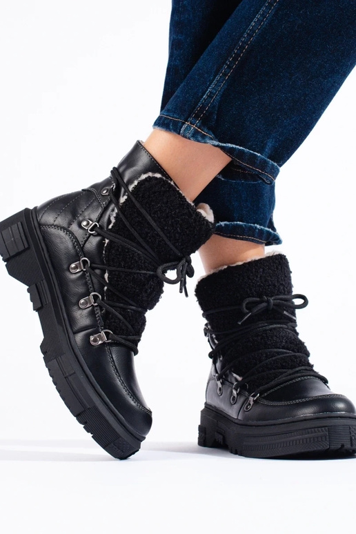 botas de neve femininas pretas com...
