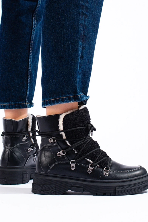 botas de neve femininas pretas com...