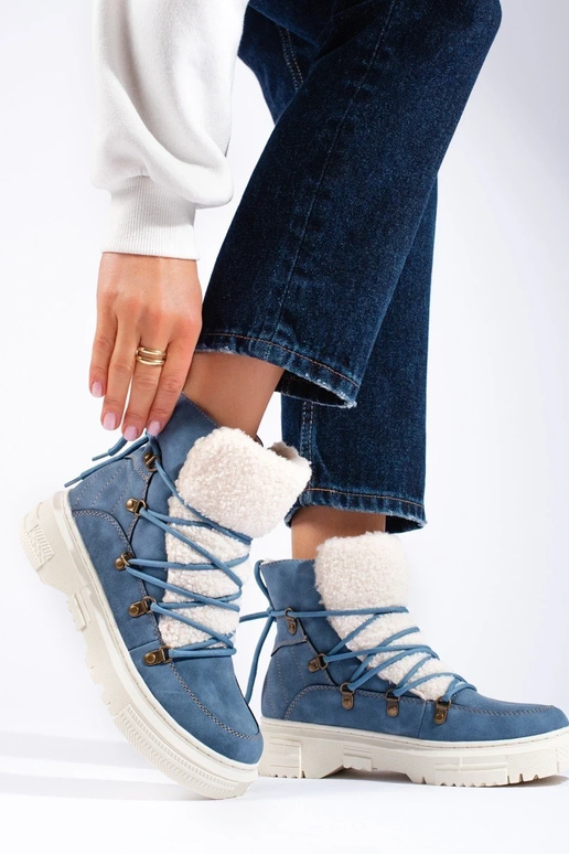 botas de neve femininas azuis com...