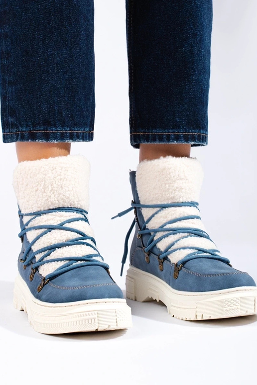 botas de neve femininas azuis com...