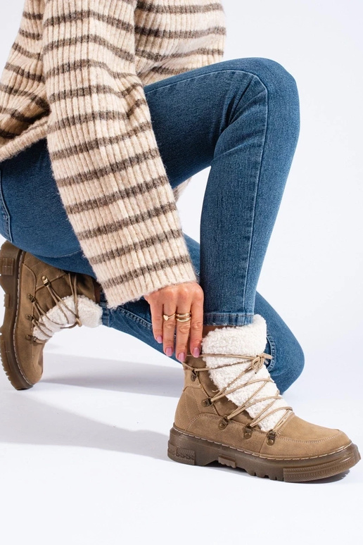 botas de neve femininas marrons com...