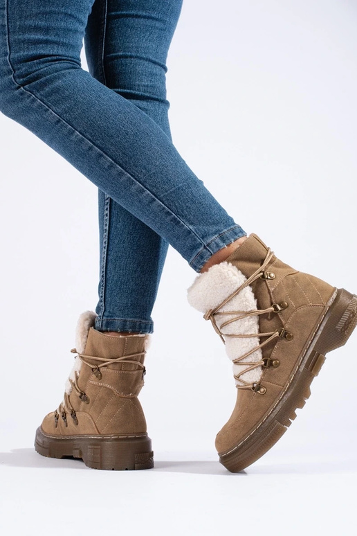 botas de neve femininas marrons com...