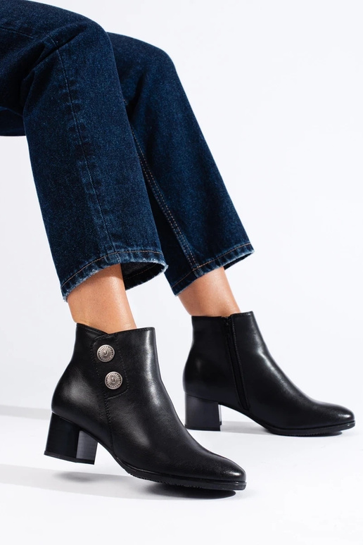 Bota feminina preta de salto de...