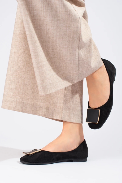 Bailarina de camurça Shelovet em preto Bailarina de camurça Shelovet em preto