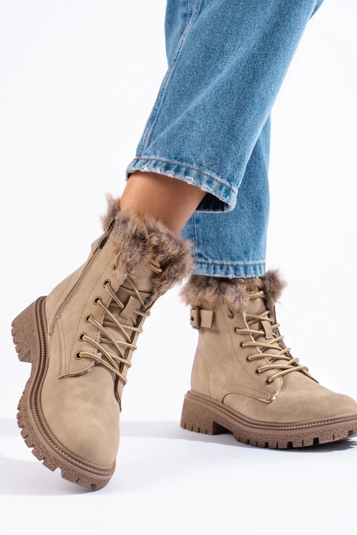 Botas femininas de areia com forro