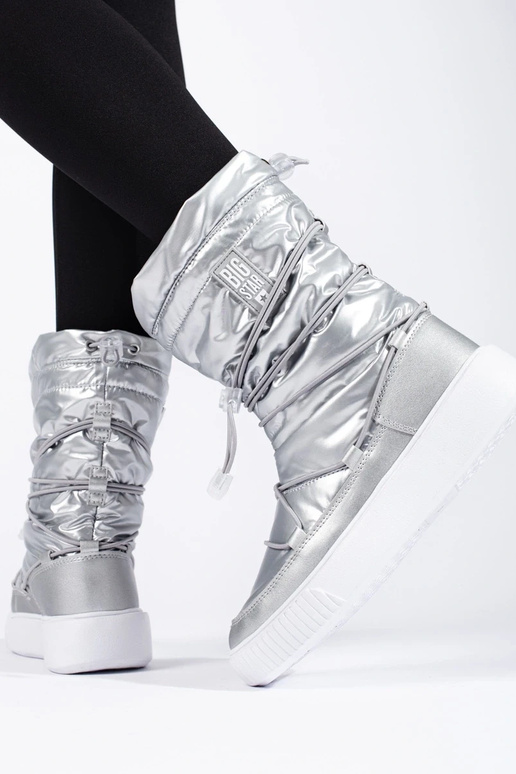 Botas de neve prateadas com...