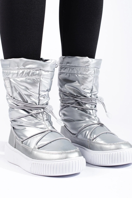 Botas de neve prateadas com...