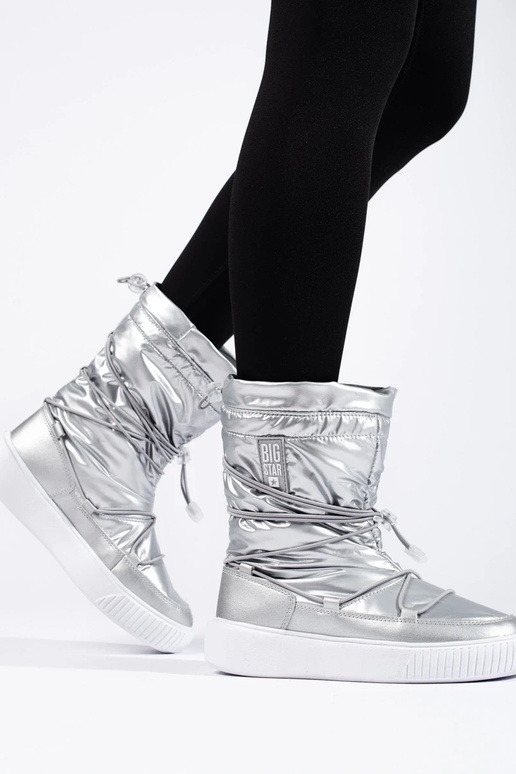 Botas de neve prateadas com...