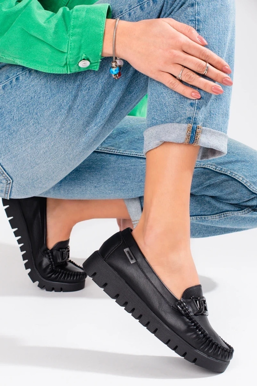 mocassins femininos negros com...