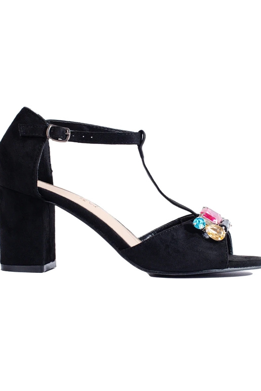 Sandália de salto alto em camurça...