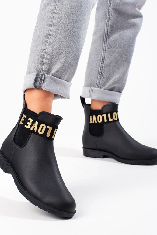 botas curtas pretas de borracha Shelovet