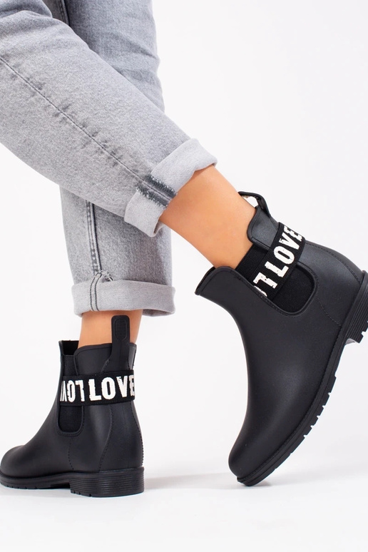 botas curtas pretas de borracha Shelovet botas curtas pretas de borracha Shelovet