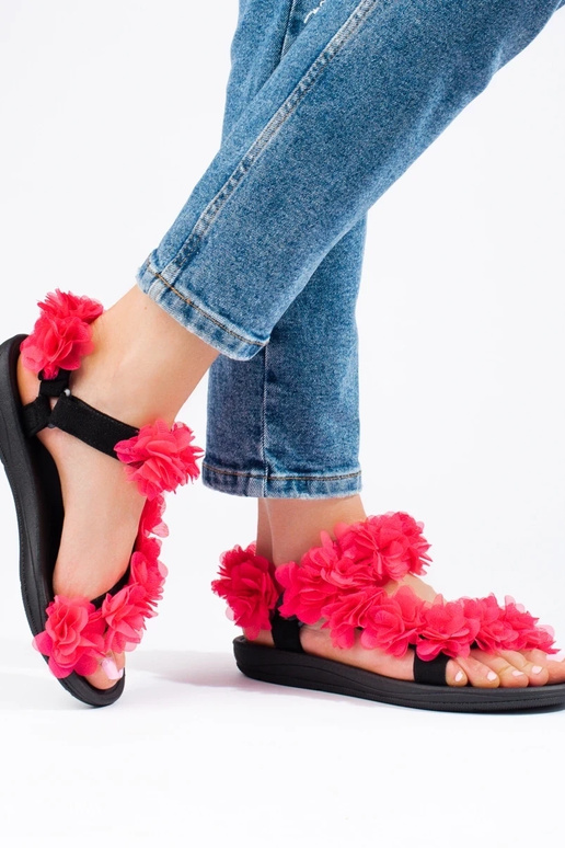 sandálias Shelovet rosa brilhante sandálias Shelovet rosa brilhante