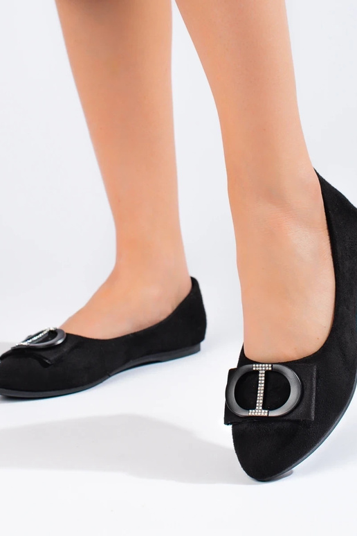 Bailarinas de camurça preta com...