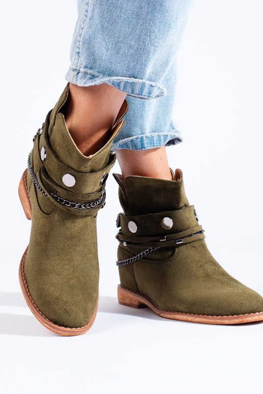 sapato feminino em camurça verde