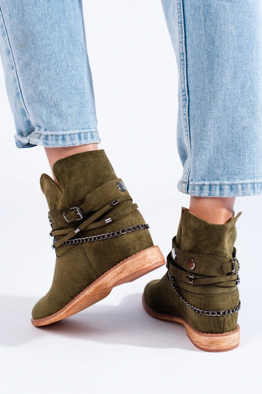 sapato feminino em camurça verde