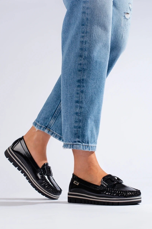 Mocassins pretos com efeito de verniz... Mocassins pretos com efeito de verniz...