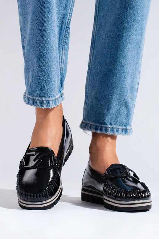 Mocassins pretos com efeito de verniz... Mocassins pretos com efeito de verniz...