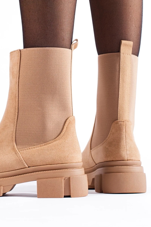 Botas Sapatos femininos em camurça bege Botas Sapatos femininos em camurça bege