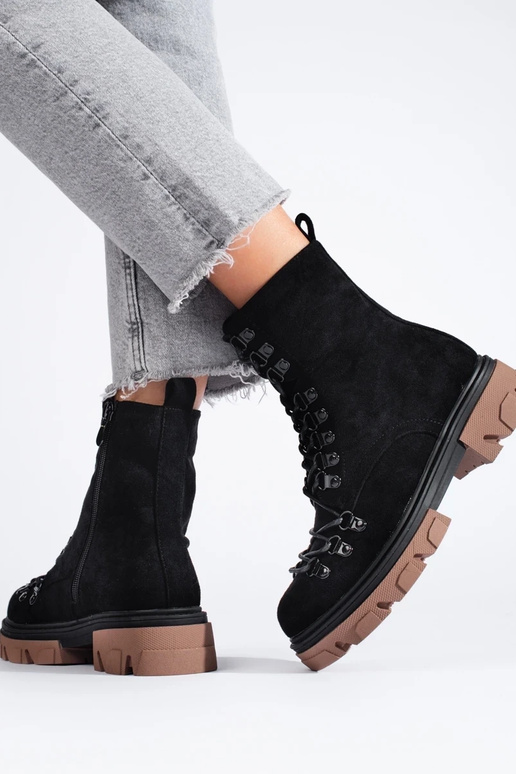 Botas Vinceza em camurça preta com...