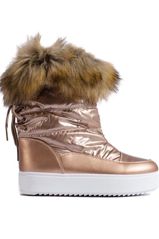 Botas femininas de neve rosa com pele Botas femininas de neve rosa com pele