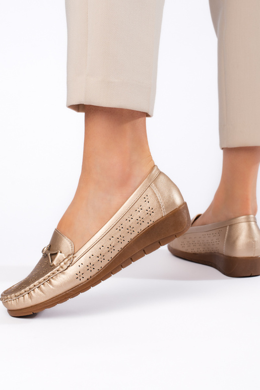 mocassins femininos dourados