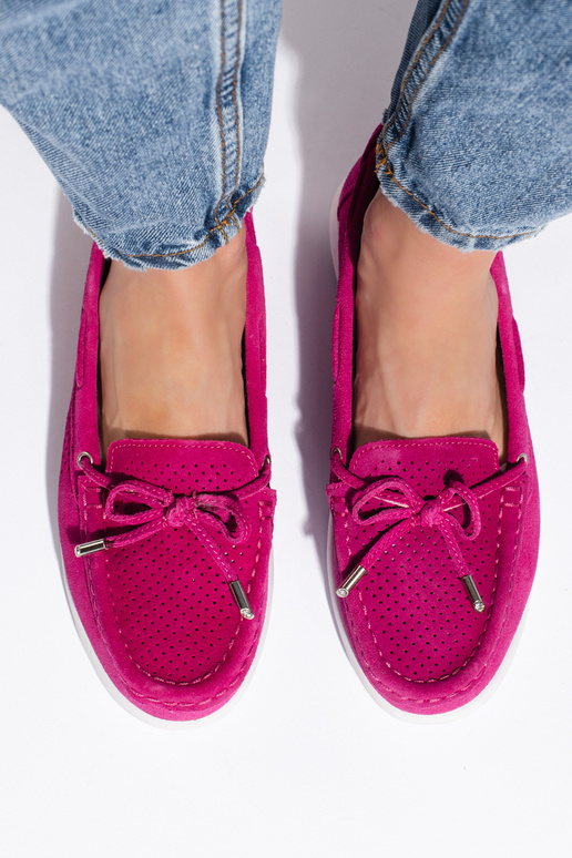 Mocassins femininos rosa brilhante