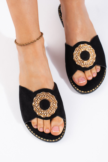 chinelos de camurça preta 2