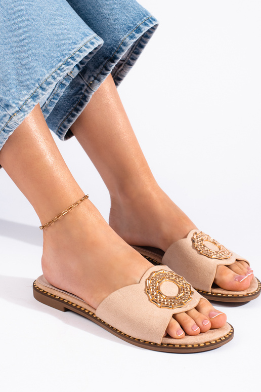 Chinelos de camurça bege Chinelos de camurça bege