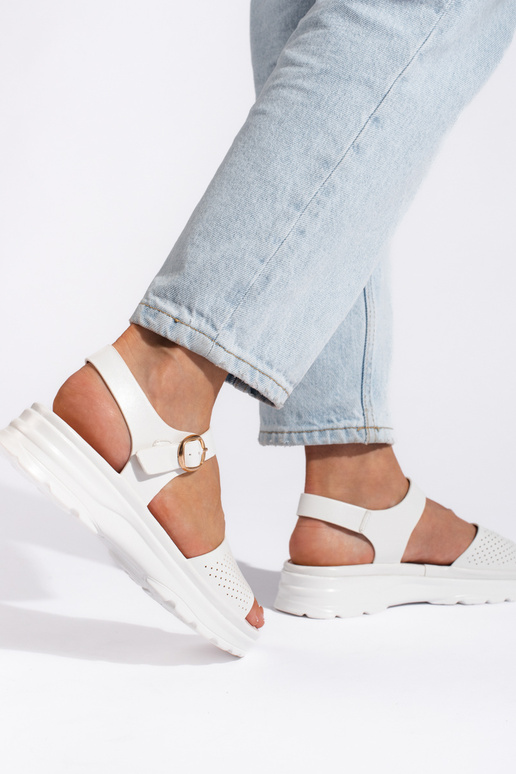 Sandálias confortáveis brancas femininas Sandálias confortáveis brancas femininas