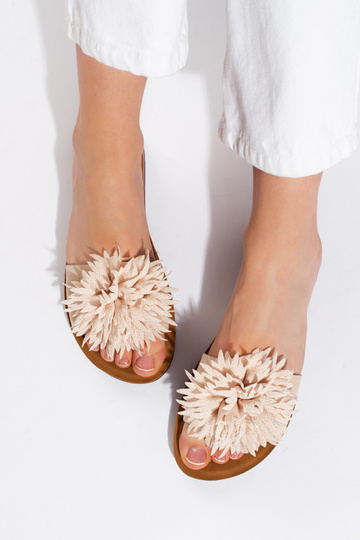 Chinelos femininos bege com... 2