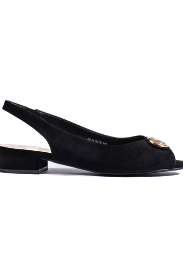 sandálias de camurça preta