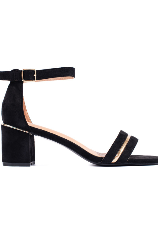 sandálias de salto de camurça preta