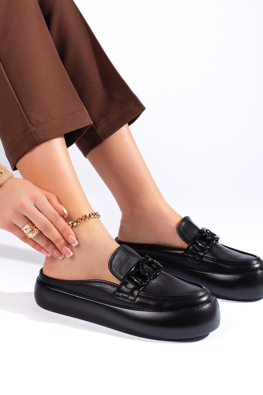 botas de cor preta Chinelos