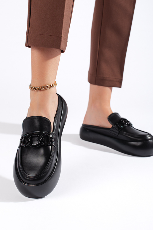 botas de cor preta Chinelos