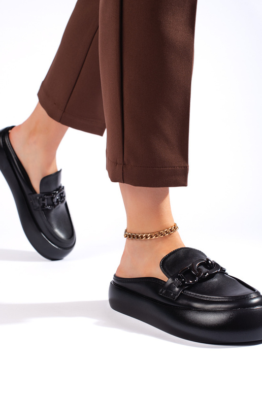 botas de cor preta Chinelos