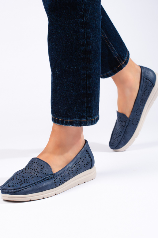 não mocassins femininos em azul