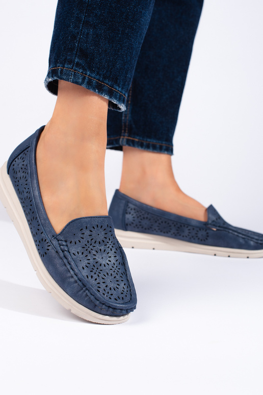não mocassins femininos em azul