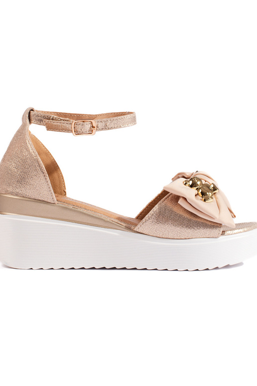 sandália dourada com laço sandália dourada com laço