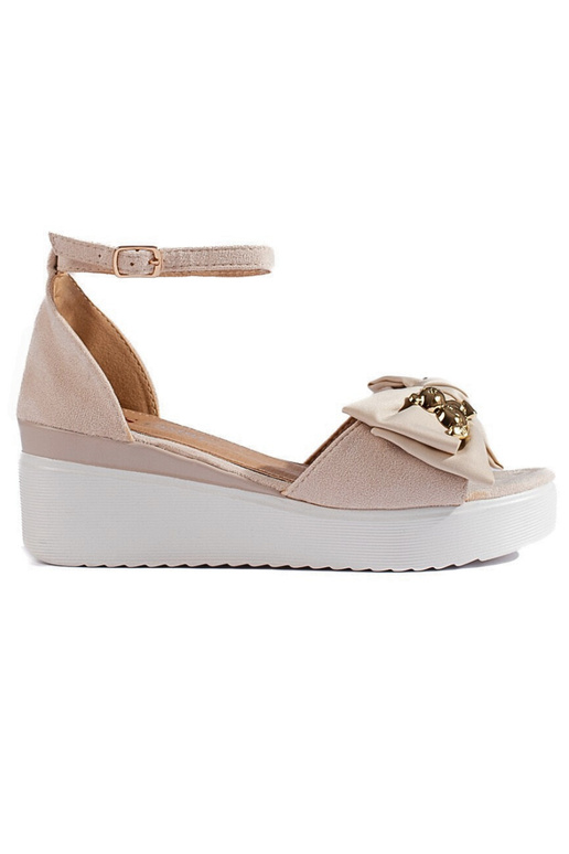 sandália bege com laço sandália bege com laço