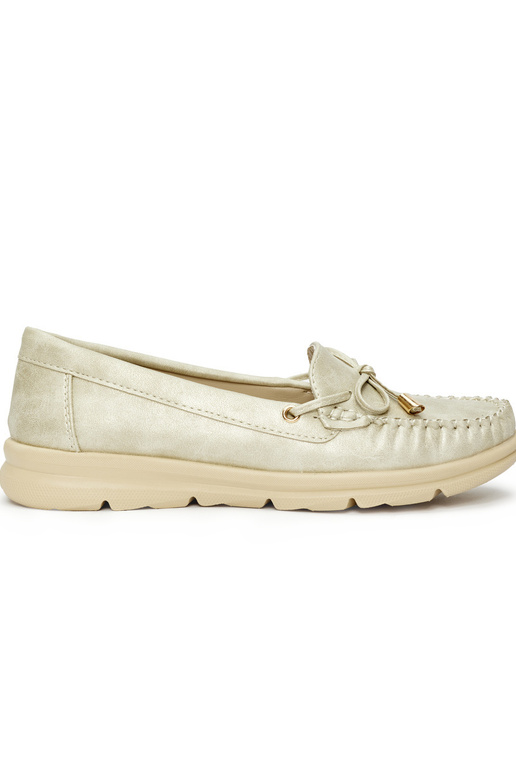 mocassins confortáveis dourados...