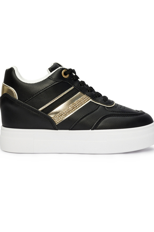 Modelo de tênis preto com cunha oculta Modelo de tênis preto com cunha oculta
