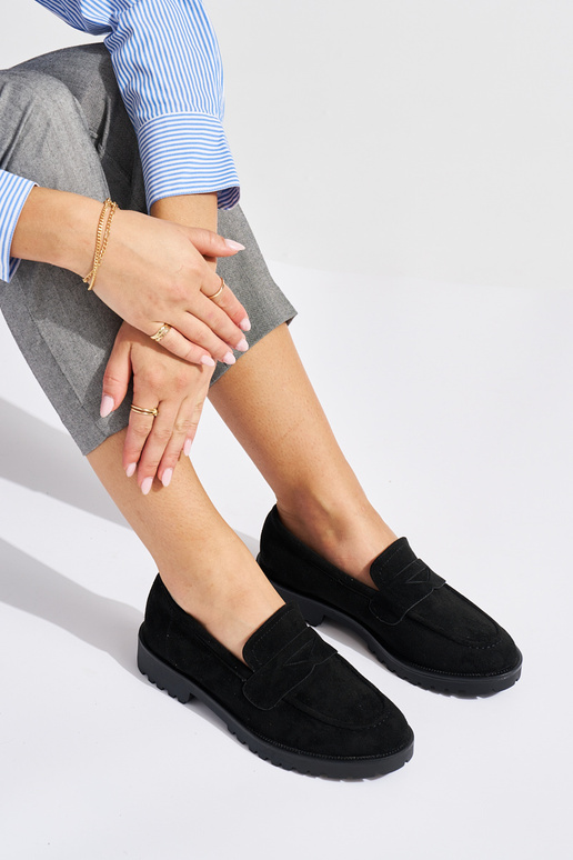 mocassins femininos de camurça preta