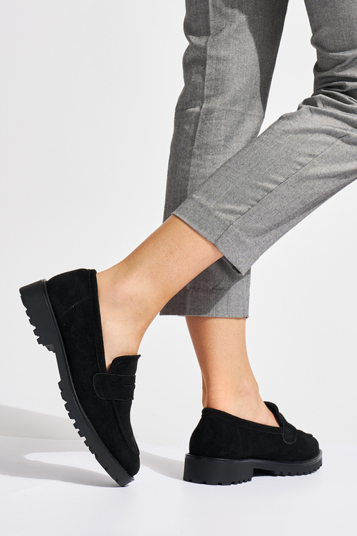 mocassins femininos de camurça preta