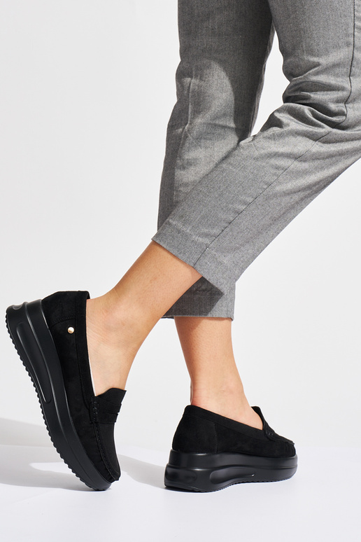 mocassins em camurça preta com...