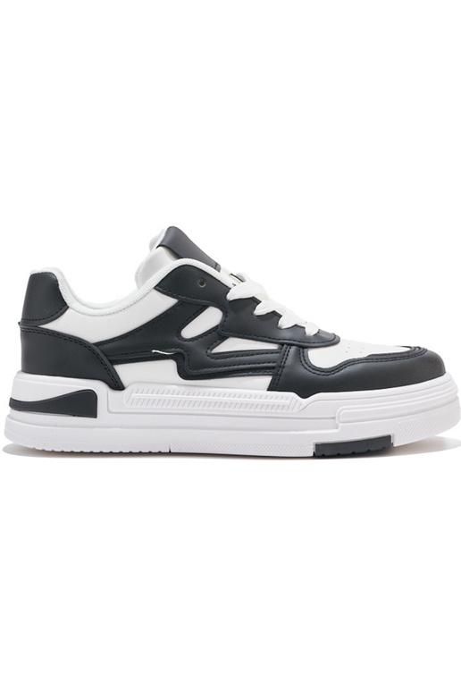 Modelo de tênis branco e preto com... Modelo de tênis branco e preto com...