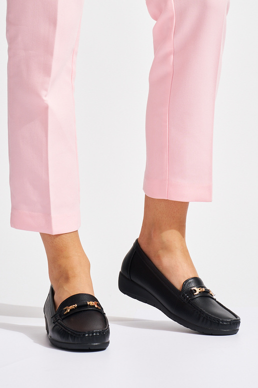 mocassins femininos negros ze zdobieniem
